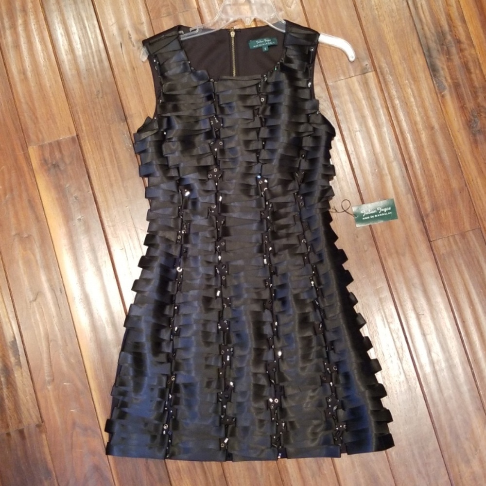 NWT Julian Joyce Black Evening Rhinestone Dress
